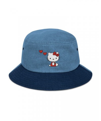 Hello Kitty Embroidered Denim Bucket Hat $16.24 Apparel