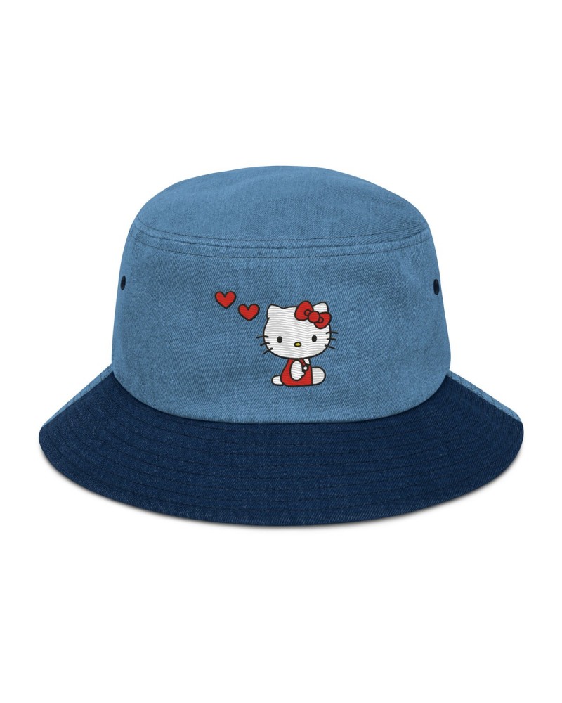 Hello Kitty Embroidered Denim Bucket Hat $16.24 Apparel