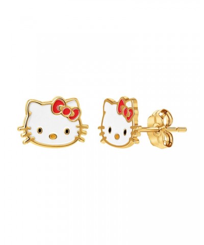 Hello Kitty 10K Yellow Gold Enamel Stud Earrings $59.00 Jewelry